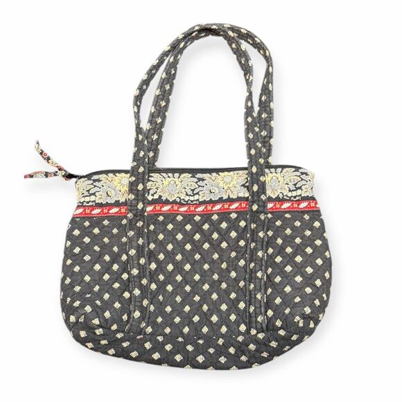 VINTAGE VERA BRADLEY Women’s Black Floral Miller Tote Bag - Picture 2 of 5